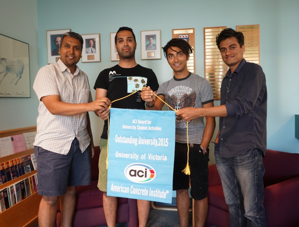 Dr. Gupta and Committee members with Outstanding Student Chapter Banner